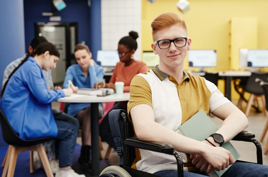 Young Man with Disability in College